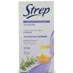 STREP 12 STRISCE DEPILATORIE CORPO VITAMINA E PROFESSIONALI.