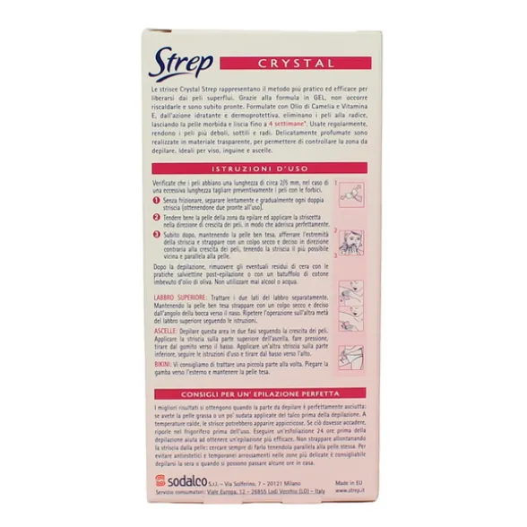 STREP 20 STRISCE DEPILATORIE VISO E PARTI DELICATE CRISTAL