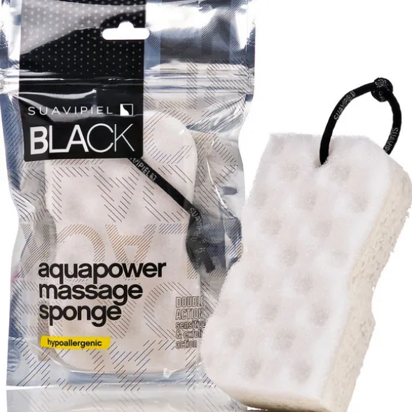SUAVIPIEL BLACK AQUAPOWER MASSAGE SPONGE HYPOALLERGENIC DOUBLE ACTION