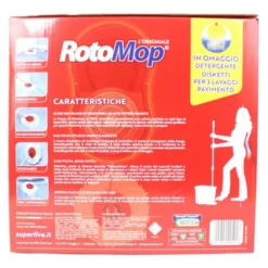 SUPER FIVE KIT ROTOMOP L'ORIGINALE SECCHIO + MOP CON FRANGE IN MICROFIBRA 100%