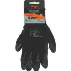 TECHNO SAFE GUANTI DA LAVORO MAGLIA SENZA CUCITURE SPALMATURA IN NITRILE SU PALMO E DITA TAGLIA 10 COLORE NERO
