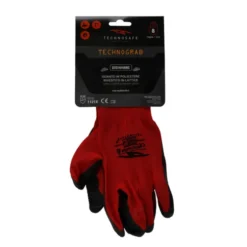 TECHNO SAFE GUANTI DA LAVORO PALMO IN LATTICE POLSINO ELASTICIZZATO TAGLIA 8 COLORE ROSSO/NERO