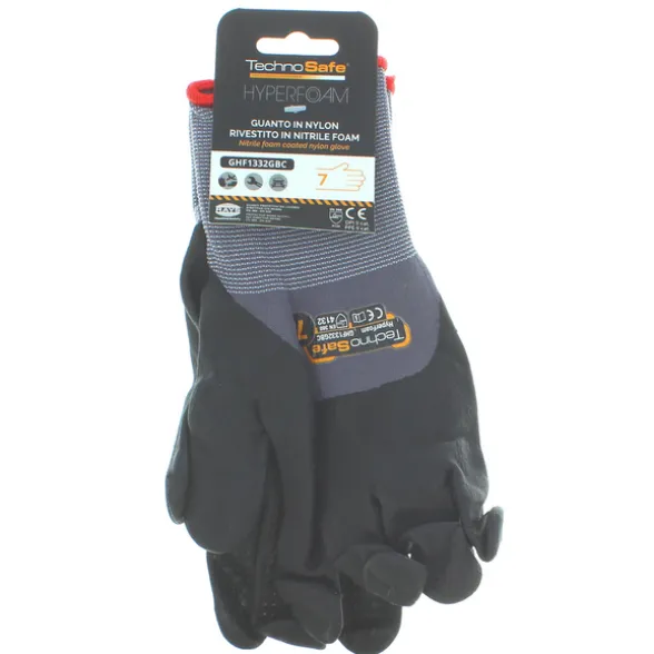 TECHNO SAFE GUANTI DA LAVORORIVESTITO IN POLIURETANO Taglia 7 GRIGIO