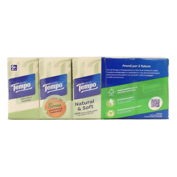 TEMPO FAZZOLETTI NATURAL&SOFT 10x9 4 VELI