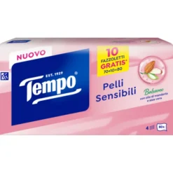 TEMPO FAZZOLETTI PELLI SENSIBILI BALSAMO 4 VELI BOX 80 PEZZI
