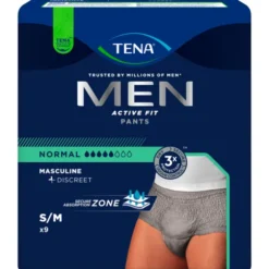 TENA MEN ACTIVE FIT PANTS NORMAL S/M 9 PZ GREY SLIP ASSORBENTI MASCHILI