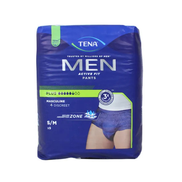 TENA MEN ACTIVE FIT PANTS PLUS MISURA S/M 9 PZBLU SLIP ASSORBENTI MASCHILI DISPOSITIVO MEDICO CE CL1