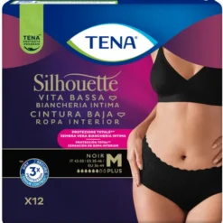 TENA SILHOUETTE NOIR VITA BASSA BIANCHERIA INTIMA 12 PEZZI TAGLIA M
