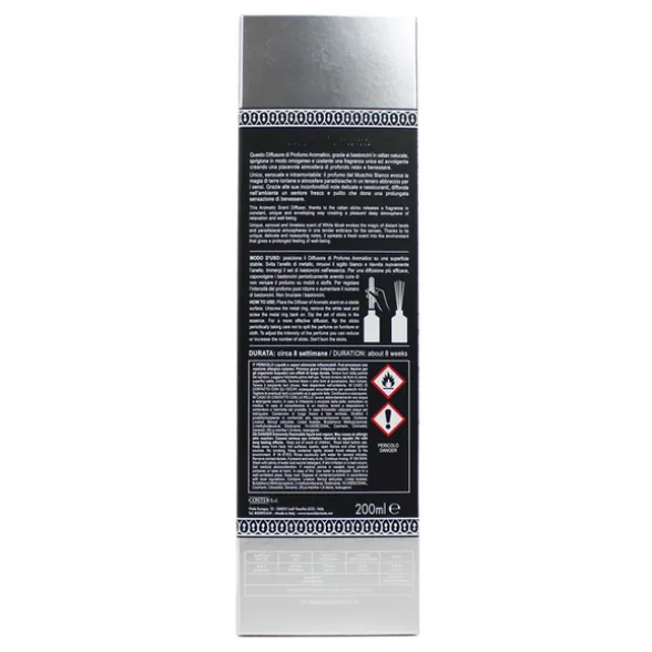 TESORI D'ORIENTE DIFFUSORE AMBIENTE DI PRUFUMO CON BASTONCINI MUSCHIO BIANCO 200 ML