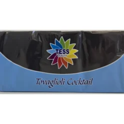 TESS TOVAGLIOLI COCKTAIL 25x25 2 VELI OVATTA DI CELLULOSA COLORE NERO 100 PEZZI