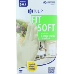 TULIP FIT SOFT GUANTI LATTICE NATURALE CON POLVERE MONOUSO 100 PZ TAGLIA 6-6,5