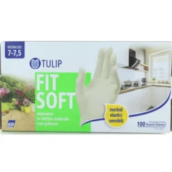 TULIP FIT SOFT GUANTI LATTICE NATURALE CON POLVERE MONOUSO 100 PZ TAGLIA 7-7,5