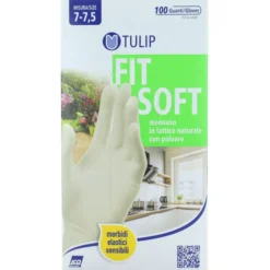 TULIP FIT SOFT GUANTI LATTICE NATURALE CON POLVERE MONOUSO 100 PZ TAGLIA 7-7,5