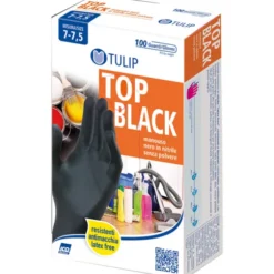 TULIP TOP BLACK GUANTI IN NITRILE MONOUSO SENZA POLVERE 100 PZ MISURA 7-7,5