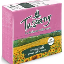 TUSCANY TOVAGLIOLI PURA CELLULOSA FUCSIA 38x38 2 VELI 50 PEZZI PIEGA 1/8 PUNTA-PUNTA