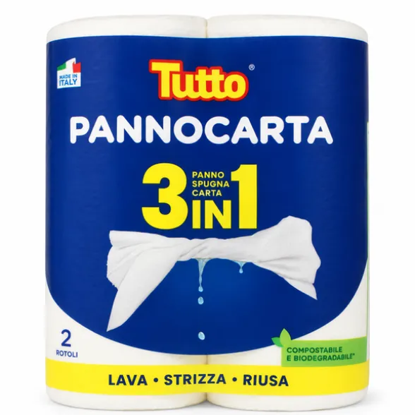 TUTTO CARTA CUCINA ASCIUGATUTTO PANNOCARTA 2 ROTOLI 3in1