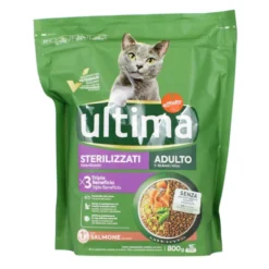 ULTIMA CAT ADULT STERILIZZATO CROCCHETTE SALMONE - ORZO - PISELLI BUSTA 800 grammi