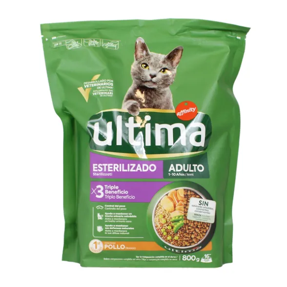 ULTIMA CAT ADULT STERILIZZATO CROCCHETTE POLLO - ORZO - PISELLI BUSTA 800 grammi