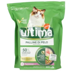 ULTIMA CAT HAIRBALL TACCHINO ORZO PISELLI BUSTA 800 grammi