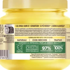 ULTRA DOLCE MASCHERA CAPELLI ILLUMINANTE RIPARATRICE CAMOMILLA E MIELE DI FIORI PER TUTTI I TIPI DI BIONDI VASO 340 ML