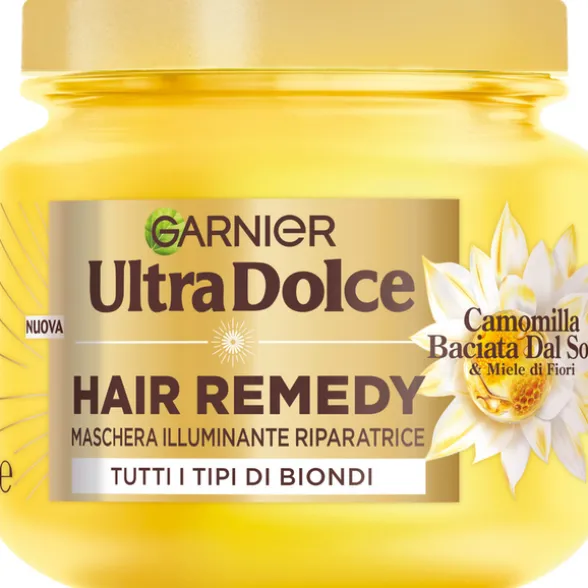 ULTRA DOLCE MASCHERA CAPELLI ILLUMINANTE RIPARATRICE CAMOMILLA E MIELE DI FIORI PER TUTTI I TIPI DI BIONDI VASO 340 ML