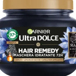 ULTRA DOLCE MASCHERA CAPELLI IDRATANTE 72H AL CARBONE MAGNETICO E OLIO DI SEMI NERI DI NIGELLA 340 ML
