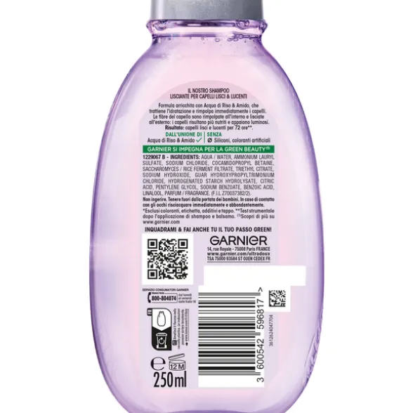 ULTRA DOLCE SHAMPOO LISCIANTE INFUSO DI ACQUA DI RISO & AMIDO CAPELLI LUNGHI 250 ML