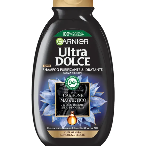 ULTRA DOLCE SHAMPOO PURIFICANTE IDRATANTE AL CARBONE MAGNETICO E OLIO DI SEMI NERI DI NIGELLA