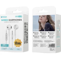 UNICO AURICOLARI CON FILO SEMI-IN-EAR JACK 3.5 MM BIANCO