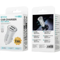UNICO CARICATORE DA AUTO DOPPIA USB 3A BIANCO