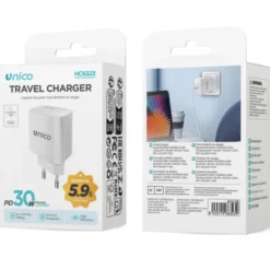 UNICO CARICATORE DA VIAGGIO USB-C SINGOLO PD30W BIANCO