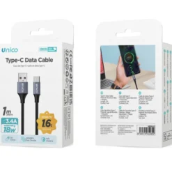 UNICO CAVO A-C 3.4A 1 M IN LEGA DI ALLUMINIO INTRECCIATO OD3.5 GRIGIO CANNA DI FUCILE