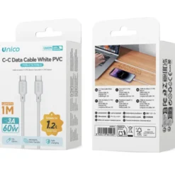 UNICO CAVO C-C 3A PD60W 1 M PVC STAMPATO ROTONDO OD3.8 BIANCO