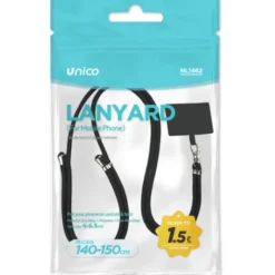 UNICO SISTEMA LACCETTO REGOLABILE PER TELEFONO CON CLIP SINGOLA (CON SLOT PER CARD) NERO