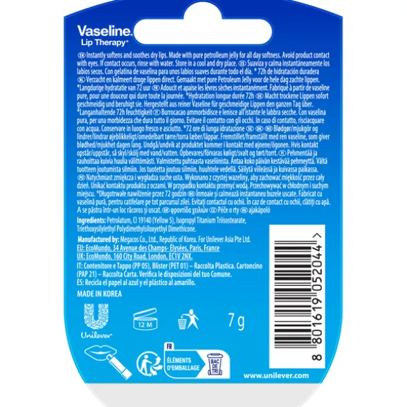 VASELINE LIP CARE ORIGINAL BALSAMO LABBRA VASETTO 7 grammi