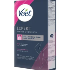 VEET 12 STRISCE DEPILATORIE CORPO PELLI NORMALI CON BURRO DI KARITE'