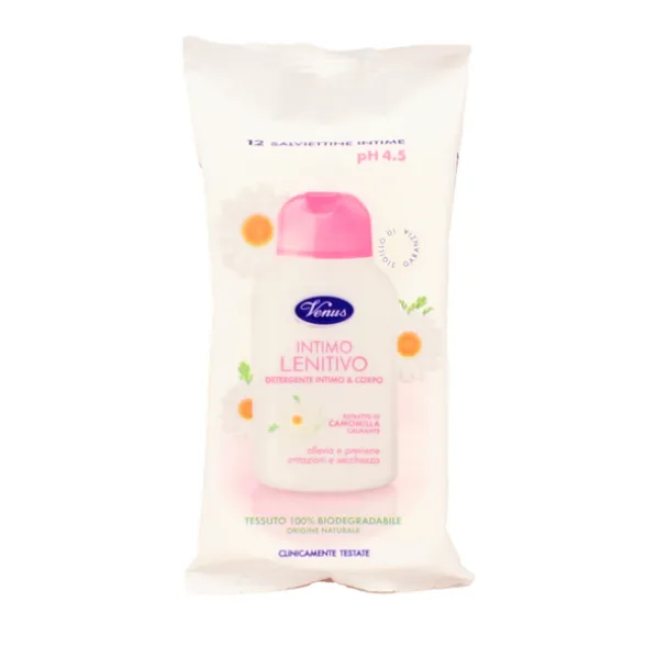VENUS INTIMO LENITIVO 12 SALVIETTE INTIME pH4.5 CON ESTRATTO DI CAMOMILLA
