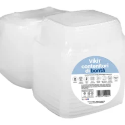 VIKIT 24 CONTENITORI DI BONTA' IN PP 1-2 PORZIONI CON COPERCHIO, FORNO A MICROONDE, FRIGO, FREEZER, ABBATTITORE +120°C -20°C 375 ML