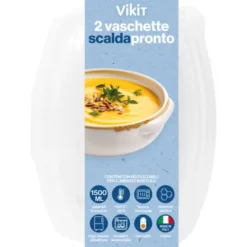 VIKIT 2 VASCHETTE SCALDAPRONTO 6 PORZIONI, FORNO A MICROONDE, FRIGO, FREEZER, ABBATTITORE +120°C -20°C 1500 ML