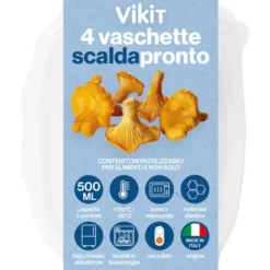 VIKIT 4 VASCHETTE SCALDAPRONTO 2 PORZIONI, FORNO A MICROONDE, FRIGO, FREEZER, ABBATTITORE +120°C -20°C 500 ML