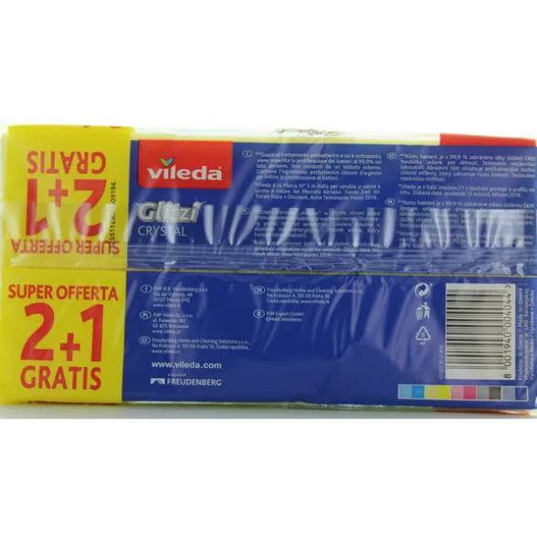 VILEDA GLITZI SPUGNA+ABRASIVO VERDE 2+1 PZ.