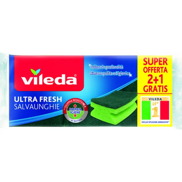 VILEDA ULTRA FRESH SPUGNA ABRASIVA SALVAUNGHIE 2+1 PZ