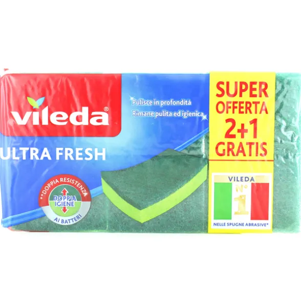 VILEDA ULTRA FRESH SPUGNA ABRASIVA PEZZI 2+1