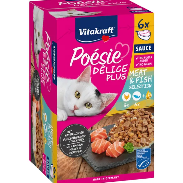 VITAKRAFT CAT POESIE DELICE PLUS 3 POLLO - 3 SALMONE 6 VASCHETTE DA 85 grammi