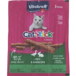 VITAKRAFT CAT STICK MINI ANATRA E CONIGLIO PER GATTO BUSTA 3 PZ DA 18 GRAMMI
