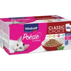 VITAKRAFT POESIE CLASSIQUE ALIMENTO PER GATTI IN SALSA 40 BUSTE: 10 POLLO, 10 TACCHINO, 10 MANZO, 10 PESCE