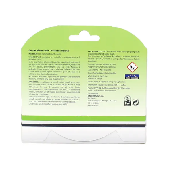 VITAKRAFT SPOT-ON NATURALE ANTIPARASSITARIO PER CANI TAGLIA GRANDE PESO OLTRE 30 KG 6 FIALE DURATA 9 SETTIMANE