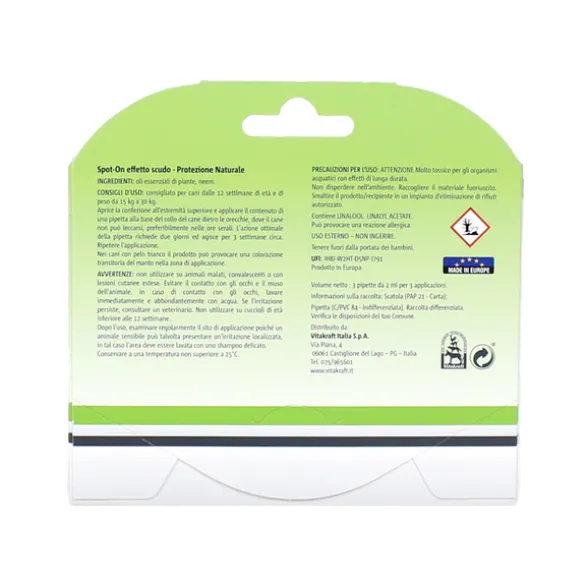 VITAKRAFT SPOT-ON NATURALE ANTIPARASSITARIO PER CANI TAGLIA MEDIA DA 15 A 30 KG 3 FIALE DURATA 9 SETTIMANE