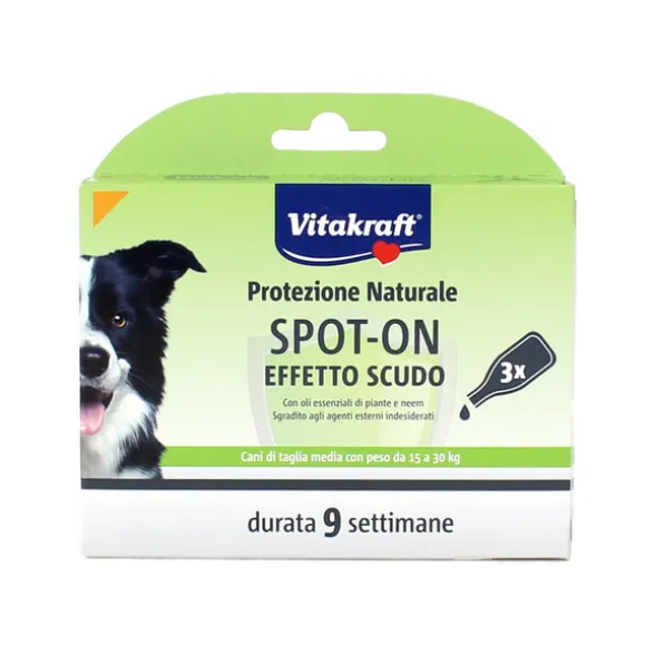 VITAKRAFT SPOT-ON NATURALE ANTIPARASSITARIO PER CANI TAGLIA MEDIA DA 15 A 30 KG 3 FIALE DURATA 9 SETTIMANE