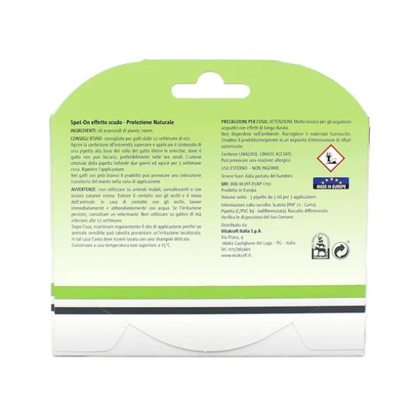 VITAKRAFT SPOT-ON NATURALE ANTIPARASSITARIO PER GATTI 3 FIALE DURATA 9 SETTIMANE